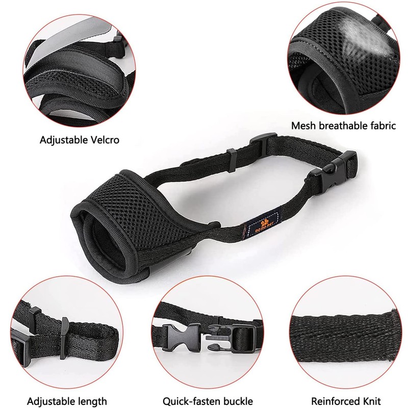 Muzzle for Dogs, Muzzle with Velcro Closure, Soft, Prevents Biting,
