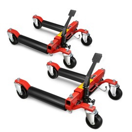DNA MOTORING 2pcs Car Wheel Dolly Jack Set Hydraulic 1500 lbs Car Skates, 12'' Wheel Vehicle Positioning Jack, Heavy Duty Rollers with Ratcheting Foot Pedal for Tire Auto Repair Moving, TOOLS-00757