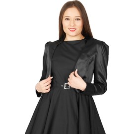 BlackButterfly Formal Satin Long Sleeve Bolero Shrug Jacket (Black, XL)