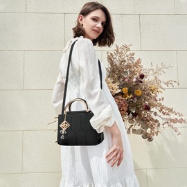 NICOLE & DORIS Handbag Women's Small Shoulder Bags PU Leather Women Shoulder Bag Handbag Mini Bag Women's Messenger Bags Crossbody Carry Bag with Pendant, black