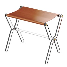 Sumerflos Acrylic Luggage Rack for Guest Room - Foldable Suitcase Stand with Leather Straps for Bedroom Living Room Hotel Heavy-Duty, Holds up to 50-100 lb lightweight Space Saving (Brown(whole) - 1 Pcs)
