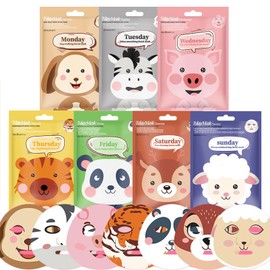 Sheet Face Masks Set, 7Pcs Hydrating Face Masks for Teenage Girls, Fun Animal Printed Sheet Masks Gift Set, Moisturizing, Brighten, Soothe Facial Masks Skincare for All Skin Types