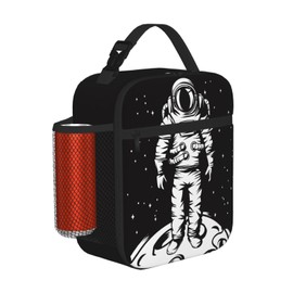 DORKEIXIA Astronaut On Moon Cosmonaut Outer Space Lunch Box Lunch Bag For Women Adults Men - Insulated Reusable Cute Lunch Bag With Large Capacity - Cooler Lunch Container For Work/Travel/Office
