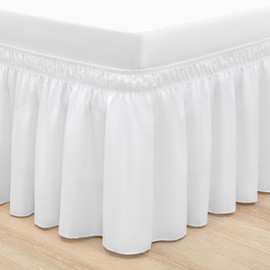 RIMELA Bed Valance Sheet Double Elasticized Bed Skirt Easy to Install - Soft Brushed Polyester - 38 cm Drop - White (135 x 190 cm)