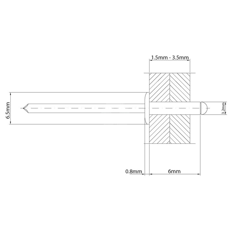 3.2mm x 6mm Stainless Steel Marine Grade Blind Pop Rivet