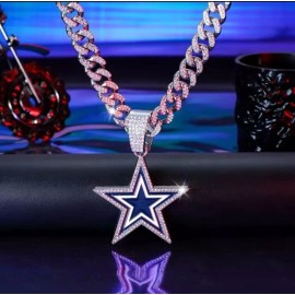 DALLAS COWBOYS Silver Diamond Chain Fan Jewelry Bling Hip Hop Pendant+20" Chain