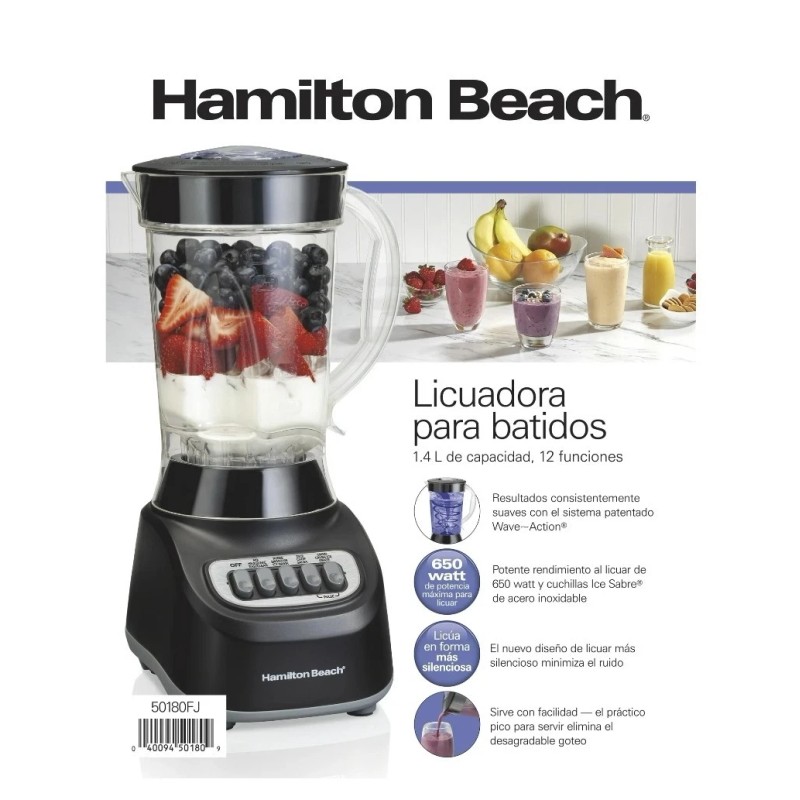 Hamilton Beach Smoothie Blender, 48 oz. Jar, Stainless Steel Blade,
