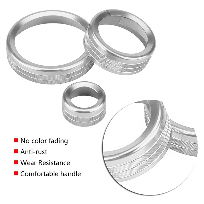 3Pcs Car Center Control Multimedia Knob Circle Cover Trim for