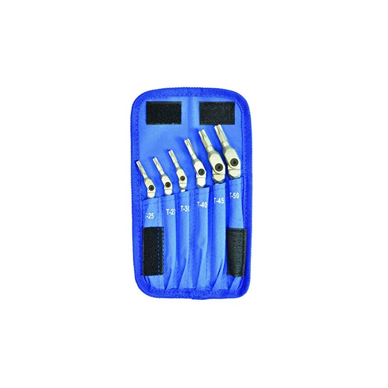 Set 6 Chrome Torx Hex Pro Wrenches T25-T50 with Pouch