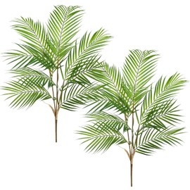 Hollyone 2PCS Artificial Palm Leaves Plants 30.7" Fake Tropical Areca Palm Bushes Tree Leaf Large Faux Greenery Stem shrubs for Indoor Outdoor Home Garden Arrangement Jungle Safari Wedding Party Decor