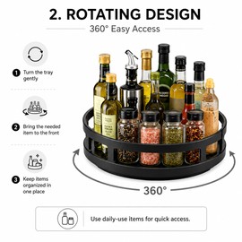 360° Rotating Countertop Organizer for Kitchen Storage – Space-Saving Metal Turntable for Spices, Condiments & Cosmetics