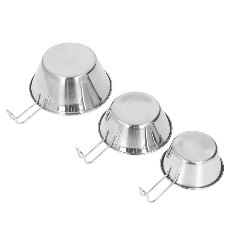 3 PCS Stainless Steel Camping Bowl Set Portable BBQ Folding