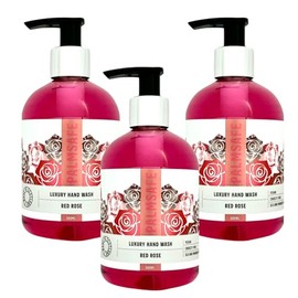 Palmsafe Red Rose 300ml x 3 Luxury Hand Wash Soothing Hand Cleanser Hydrates Sensitive or Irritated Skin - Natural Bioactives to Nourish and Moisturise Vegan-friendly