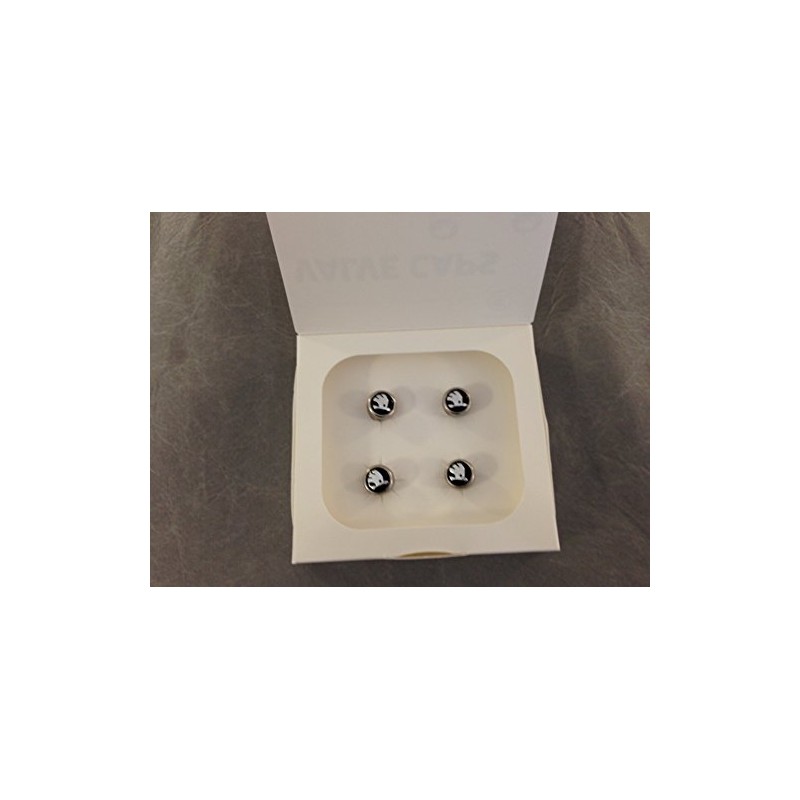 Original Skoda 000071215C Valve Caps Set Chrome / Black