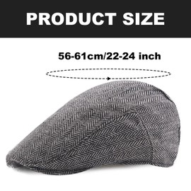 EUPSIIU Men Newsboy Hat, Fashion Newsboy Irish Beret Hat, Driving Hat, Mens Tweed Flat Caps, Mens Flat Caps Beret, Elastic 1920s Gatsby Newsboy Hat Cap for Autumn Winter for Men, One Size (Grey)