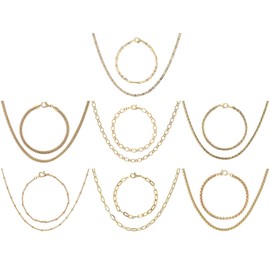 JTV 14 Piece Gold or Silver Tone Jewelry Set – Stackable Chain Necklaces and Bracelets – Chain Necklace and Bracelet Sets in Gold and Silver – Perfect Layering Jewelry - Christmas Gifts for Women