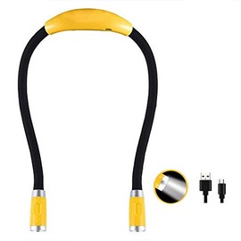 Rechargeable 4 LED Book Light Bright Neck Hug Light, Reading Lights for Reading in Bed, 3 Brightness Levels, Flexible Soft Rubber Arms , Perfect for Bookworms,Knitting,Comping,Crafts