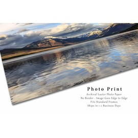 Glacier National Park Photography Print (Not Framed) Picture of Snowy Peaks at Lake McDonald on Autumn Day in Montana Rocky Mountain Wall Art Nature Decor (20" x 30")