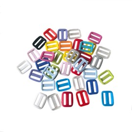 HZ Yihai Autumn 32 Pcs Webbing 0.59 Inch Slide Buckle，Plastic Buckles，Adjustable Webbing Slides Adjusters for Belt Backpack Bags(15mm)