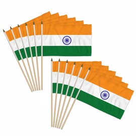 India 12x18in Stick Flag - 1 dozen pack