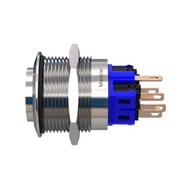 Metzler - Pressure Switch 25mm - LED Ring Lighting White - IP67 IK10 - Stainless Steel - Protruding - Solder Contacts
