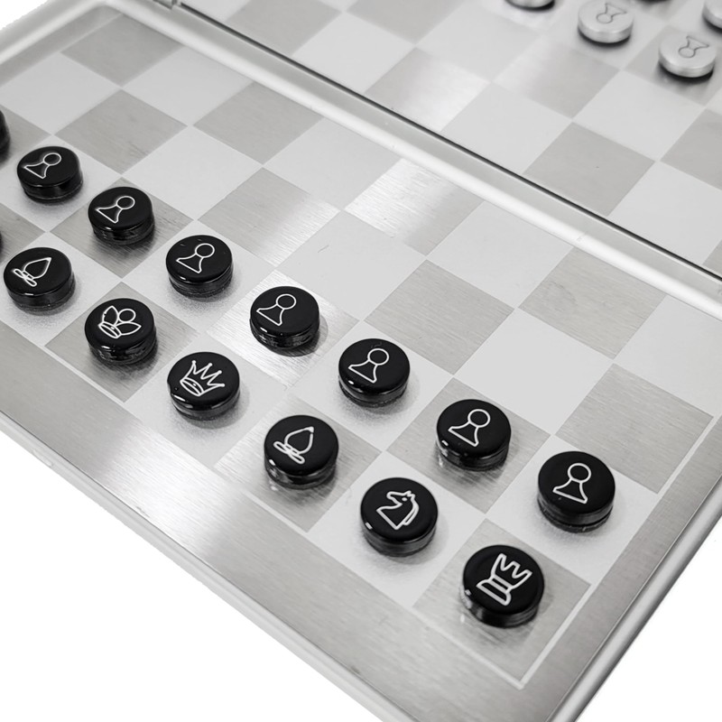 Metal Pocket Chess Set, Portable Foldable Travel Magnetic Mini Checkers