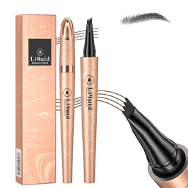 Eyebrow Pencil - Eye Brow Pencils for Women with 4-Fork-Tip - Natural Grey Waterproof 4 Tip Microblade Eyebrow Pen - Liquid Precise Brush-Tip,Creates Natural Hair-Like Brows Eyebrow Makeup