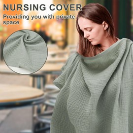 2Pcs Cotton Nursing Cover Double Layer Breastfeeding Cover Up Breathable Baby Nursing Scarf Large Coverage Area for Newborn