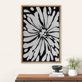 SIGNWIN Framed Canvas Print Wall Art Gray Paint Splatter Lily Abstract Patterns Illustrations Modern Art Minimalist Relax Grey Black and White for Living Room, Bedroom, Office - 24"x36" Natural