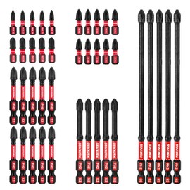 Geinxurn Impact Tough Mixed #1#2#3 Phillips D2 Steel Long Extension Insert Driver Bits, 40Pack 1/4 Inch Hex Shank Long Cross Magnetic PH1/PH2/PH3 Screwdriver Bits Set