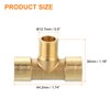 sourcing map Brass Tee Pipe Fitting, 1/4" x 1/4" x