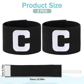2 PCS Captain Armbands, 7x33 CM/2.75x13 Inch Black Soccer Captain Armband Adjustable Leader Armband Team Sport Armband Football Rugby Basketball Player Band for Adult Youth Soccer Volleyball Team
