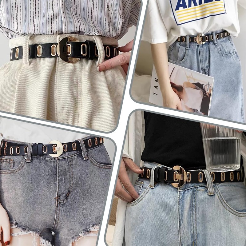 KUMSODE Men's Double Hole Belt with Punk Style Cosplay Hip