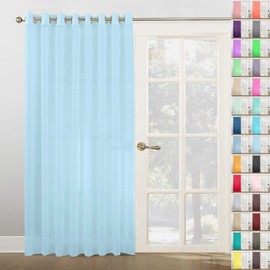 Megachest Woven Voile super wide metallic ring top Curtain 1 Panel (Baby Blue, 116" wide X 90" drop(W300cmX228.5cm))