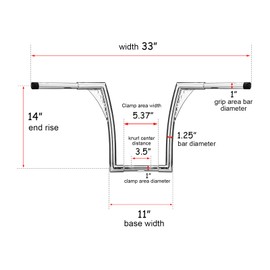 WSays 14" Rise Ape Hangers 1-1/4" Diameter HandleBar Chrome Compatible with Harley Dyna Softail Sportster XL 883 1200 Road King 1994-2022 and Road Glide 1998-2013 Model