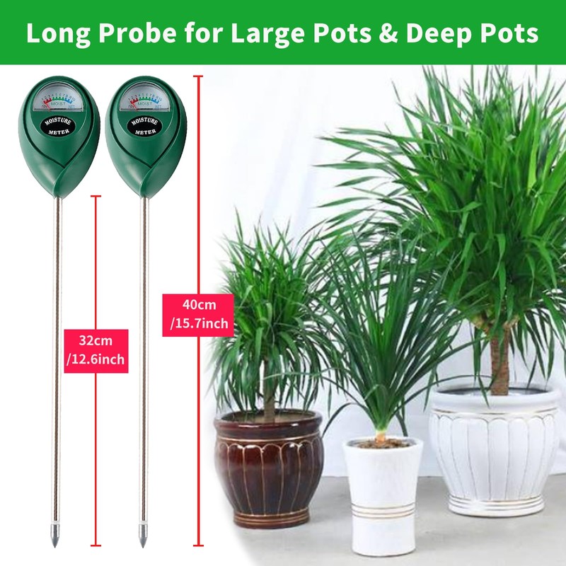 Hathdia Extended Long Probe Soil Moisture Meter, 2 Pack Plant