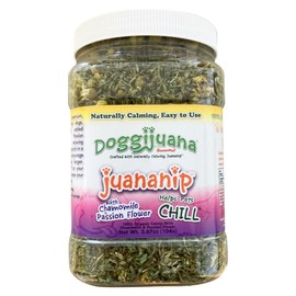Doggijuana Juananip™ Refill Jar | Hand Harvested Organic Ground Catnip for Dogs | Naturally Calming for Anxiety, Stress | Grown in The USA (Passionflower & Chamomile)