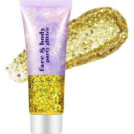 Purpurina Cara Gel, 30ml Gel de Brillo Corporal, Maquillaje de Halloween Chunky Glitter Cara Cabello Uñas Labios Brillos para Festiva, Shimmer Face Paint Stick Festival Accessories