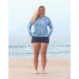 HDE Plus Size Rash Guard for Women UPF 50 Quick Dry Long Sleeve Swim Top, Beach Floral, 3X