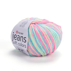 YarnArt Jeans Soft Colors - Variegated Sport Yarn 55% Cotton 45% Acrylic 1 Skein/Ball 50 gr 174 yds Cotton Yarn Knitting Yarn Soft Yarn amigurumi Cotton Yarn (6204)
