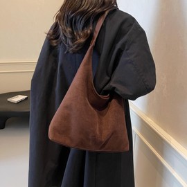 Aucuu Tote Bags for Women, Shoulder Bag, Suede Leather Hobo Bag, Suede Tote Bag with Adjustable Shoulder Strap, Large Capacity Slouchy Shoulder Bags Handbags for School Work Shopping Travel Daily Use