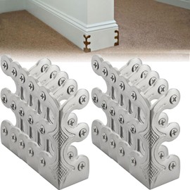 LALOCAPEYO 10 Pcs Skiffers Baseboard Corner Protectors,Vintage Metal Corner Protector for Decorative Protector Baseboard Corner,for Desks,Cabinets,File Boxes,Bookshelves,Drawers,Etc (Silver)