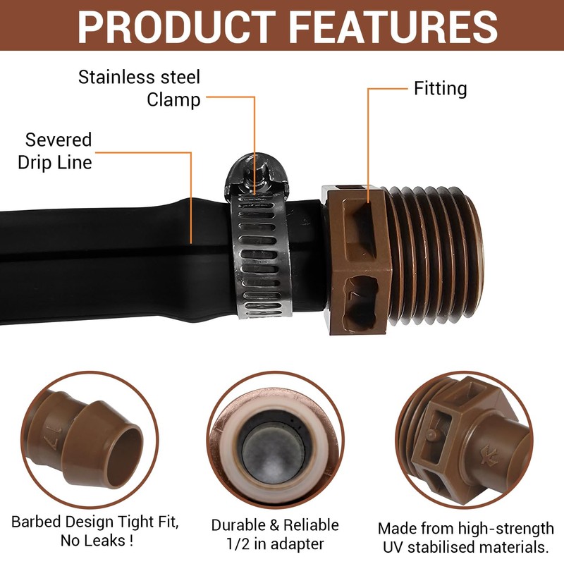 LECTO Rain Bird Drip Irrigation PVC Adapter, Universal Fit for