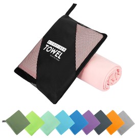 ZIUDBOC Microfiber Travel Towel, Soft Lightweight Quick Dry Towel, Super Absorbent Compact Travel & Sports & Beach Towels for Camping, Backpack, Gym, Swimming, Yoga, Hiking (XS:12"×24" -Pink)