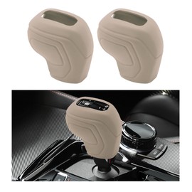 Ziciner 2PCS Car Gear Shift Knob Cover, Elastic Silicone Car Automatic Shift Protect Accessories, Anti-Slip Auto Knob Gear Stick Protector, Car Interior Decoration for Men Women (New, Beige)
