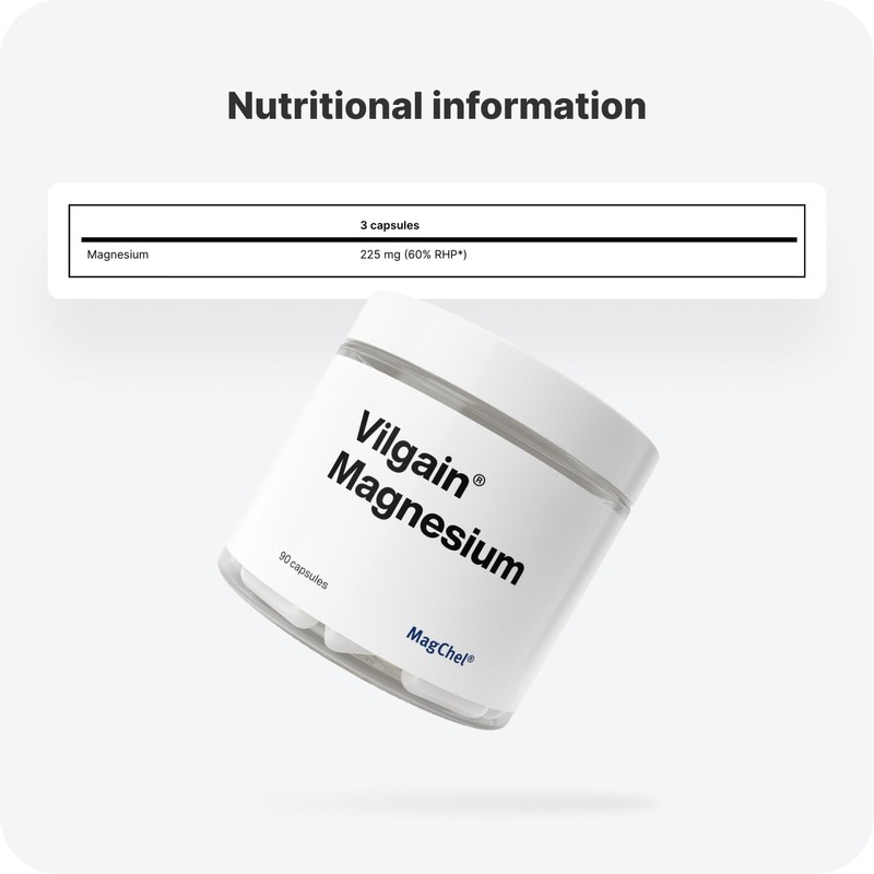 Vilgain Magnesium, Magnesium Bisglycinate for Proper Body Function, Optimally Used,