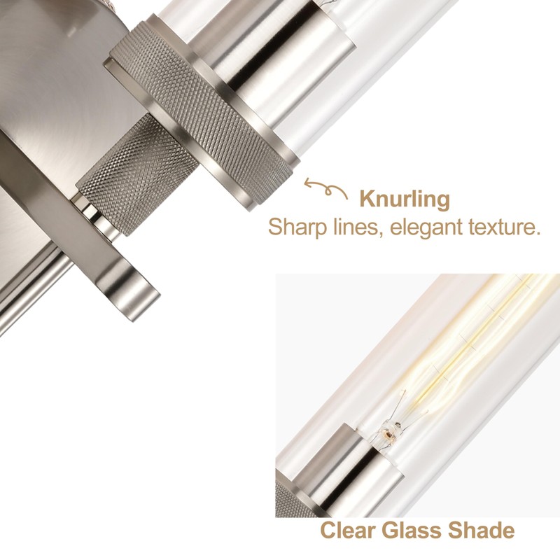 Brushed Nickel Bathroom Vanity Light, Wall Sconces Set of 2
