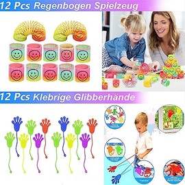 Vomkela Vomkela Mitgebsel Kindergeburtstag Gastgeschenke Dino Einhorn Geburtstagsdeko,96 Stück Mitbringsel Schatztruhe Gartenspiele für Mädchen Jungen Kinder,Party Spielzeug Set für Slime (Stil 1)