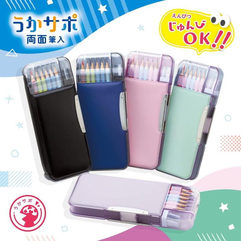 Sonic FD-6627-P Pencil Case, Double-Sided Brush, Slim Type, Pencil Check