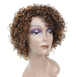 Short Curly Human Hair Wigs for Black Women HUA P4/27/30 Short Curly Wigs for African American Glueless Human Hair Wigs